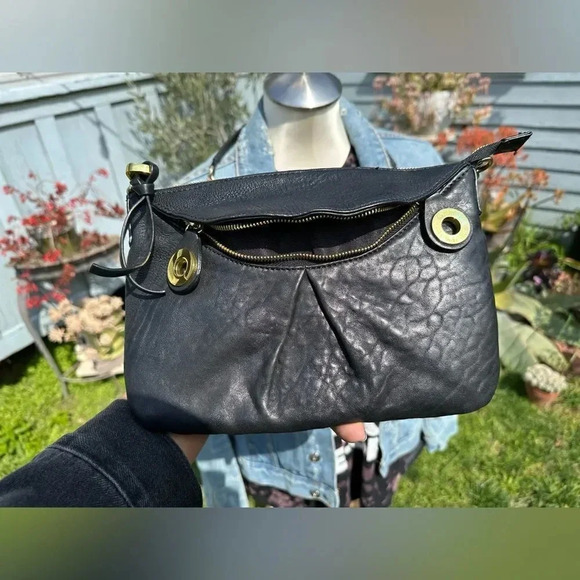 Joelle Hawkins — Take Off Black Pebbled Leather Crossbody  - Picture 2 of 5